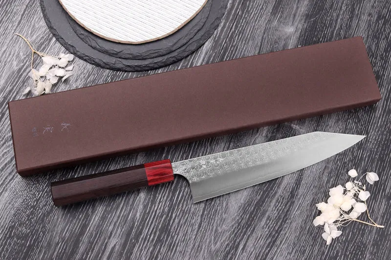 Couteau kiritsuke japonais artisanal Yoshimi Kato Minamo SG2 Tsuchime 21cm