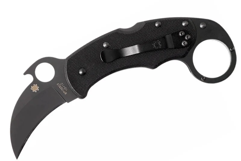 Couteau pliant Spyderco Karahawk C170GBBKP manche en G10 tout noir 11,4cm