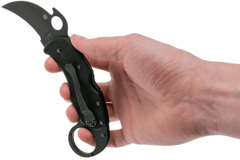 Couteau pliant Spyderco Karahawk C170GBBKP manche en G10 tout noir 11,4cm