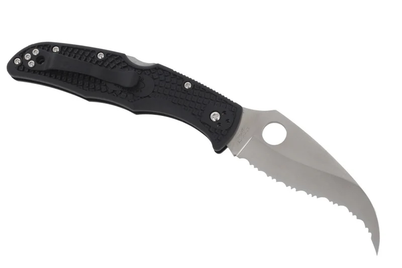 Couteau pliant Spyderco Matriarch 2 C12SBK2 denté manche en nylon/fibre de verre noir 12,6cm