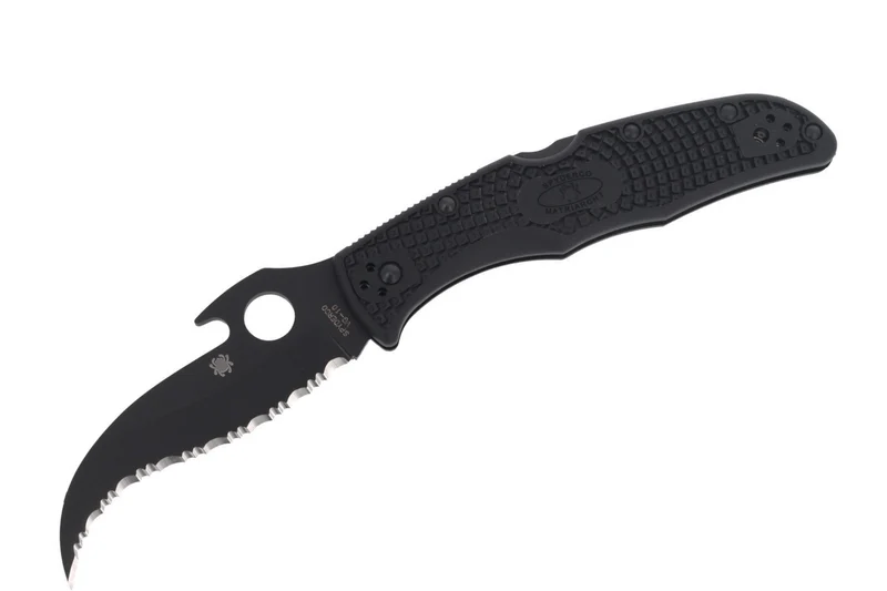 Couteau pliant Spyderco Matriarch 2 Wave C12SBBK2W lame noire manche en nylon/fibre de verre 12,6cm