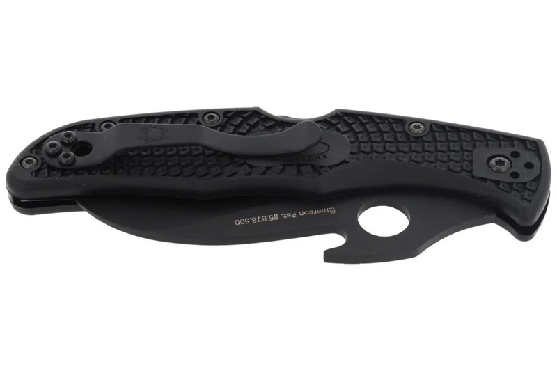 Couteau pliant Spyderco Matriarch 2 Wave C12SBBK2W lame noire manche en nylon/fibre de verre 12,6cm