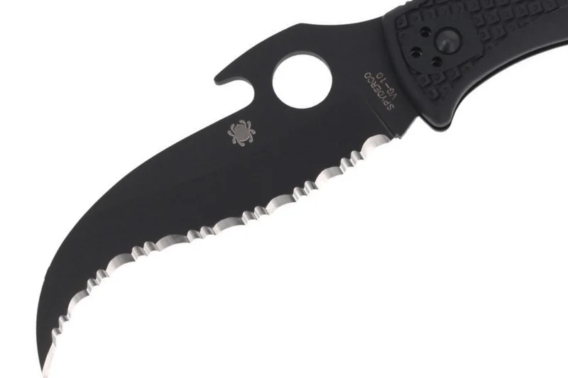 Couteau pliant Spyderco Matriarch 2 Wave C12SBBK2W lame noire manche en nylon/fibre de verre 12,6cm