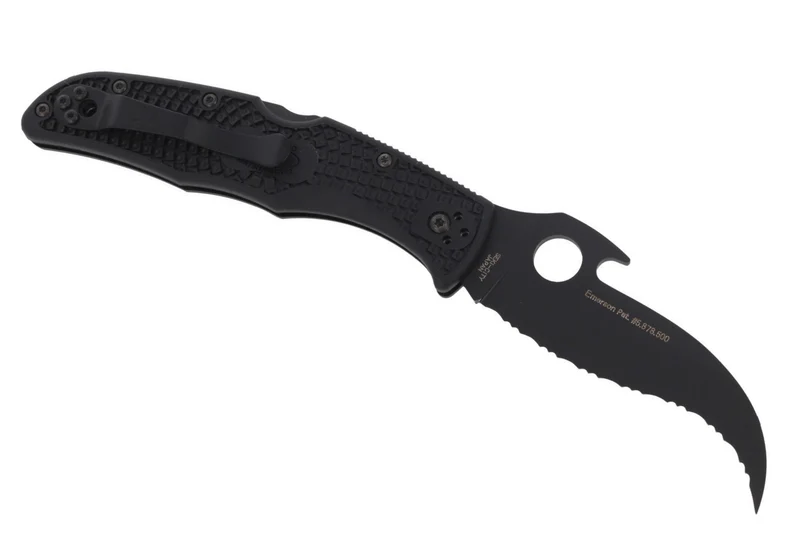 Couteau pliant Spyderco Matriarch 2 Wave C12SBBK2W lame noire manche en nylon/fibre de verre 12,6cm