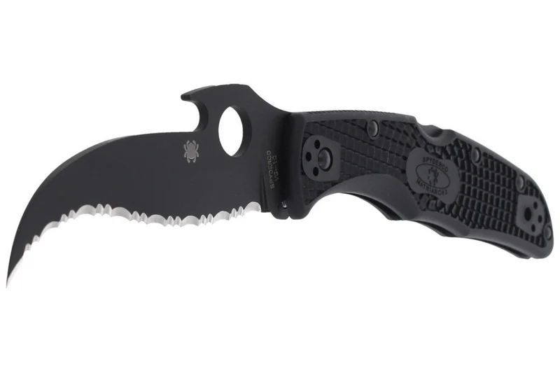 Couteau pliant Spyderco Matriarch 2 Wave C12SBBK2W lame noire manche en nylon/fibre de verre 12,6cm