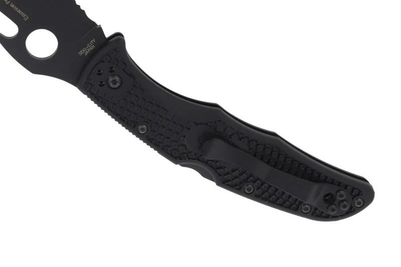 Couteau pliant Spyderco Matriarch 2 Wave C12SBBK2W lame noire manche en nylon/fibre de verre 12,6cm