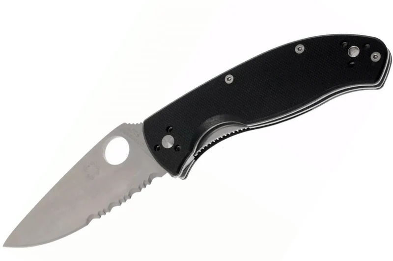 Couteau pliant Spyderco Tenacious C122GPS semi-denté manche G10 noir 11,1cm