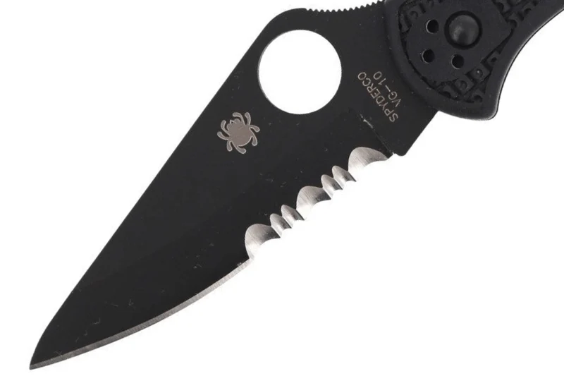 Couteau pliant Spyderco Delica 4 C11PSBBK semi denté manche nylon/fibre de verre noir 10,8cm