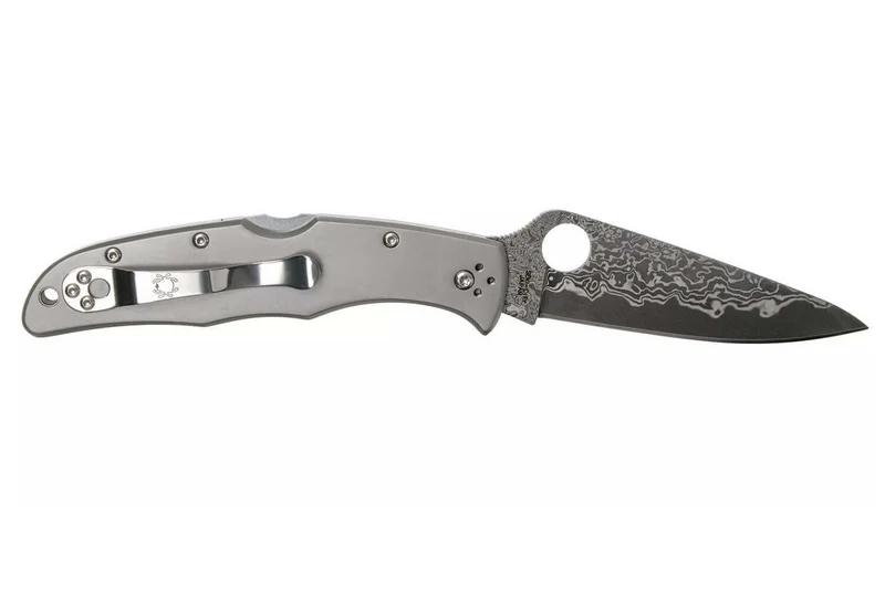Couteau pliant Spyderco Endura 4 Titanium Damas C10TIPD manche en titane 12,5cm + étui