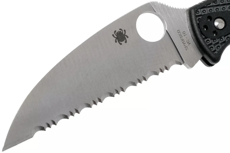 Couteau pliant Spyderco Endura 4 C10FSWCBK Wharncliffe denté nylon/fibre de verre noir 12,6cm