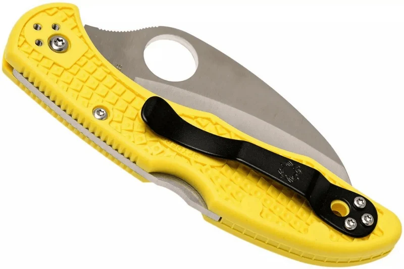 Couteau pliant Spyderco Tasman Salt 2 C106SYL2 dentelé manche nylon/fibre de verre jaune 10,8cm
