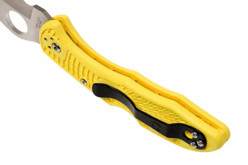 Couteau pliant Spyderco Tasman Salt 2 C106SYL2 dentelé manche nylon/fibre de verre jaune 10,8cm