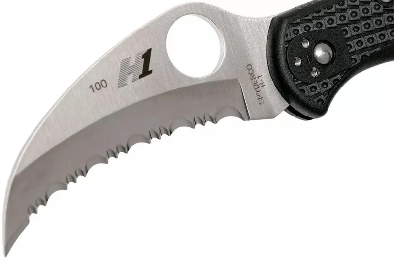 Couteau pliant Spyderco Tasman Salt 2 C106SBK2 dentelé manche nylon/fibre de verre noir 10,8cm