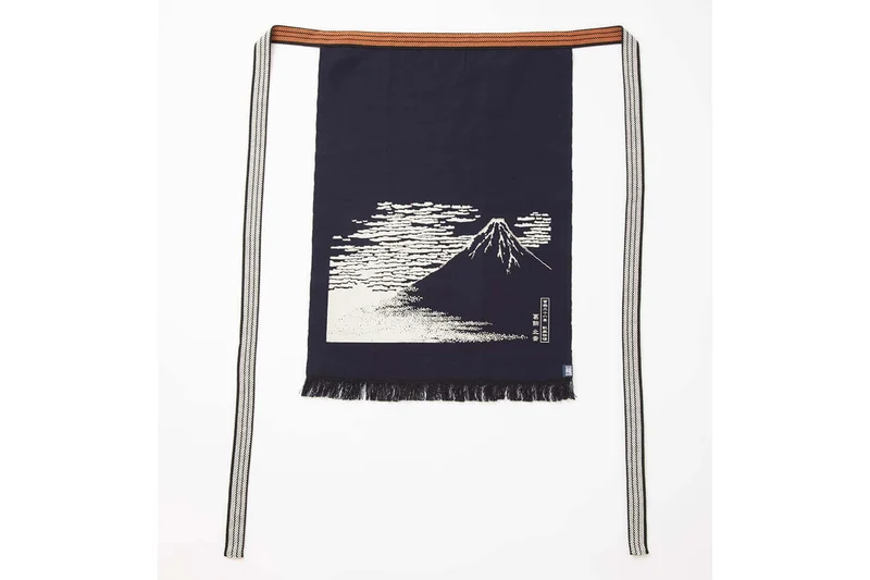 Tablier de cuisine japonais Anything Maekake Hokusai Mont Fuji rouge