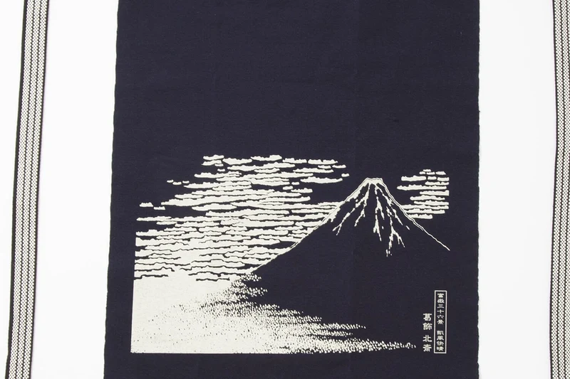 Tablier de cuisine japonais Anything Maekake Hokusai Mont Fuji rouge