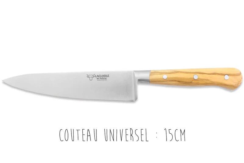 Coffret 3 couteaux en olivier Laguiole en Aubrac : Office + Universel + Chef