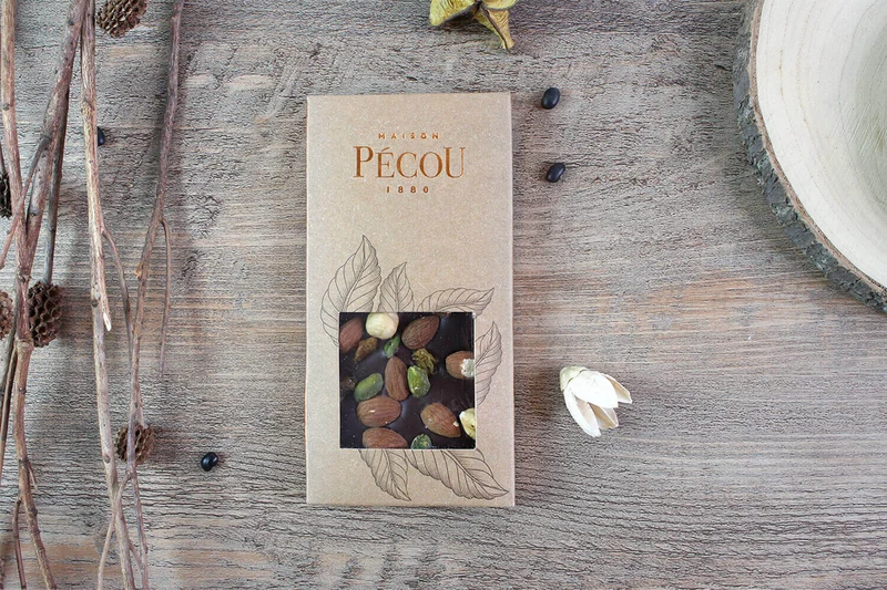 Tablette de chocolat noir Pécou La Charmeuse aux fruits secs - 100g