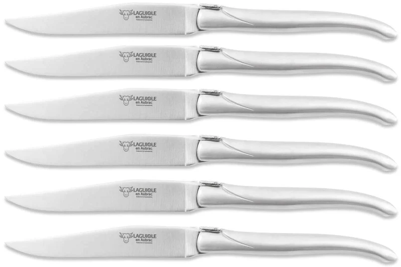 Coffret de 6 couteaux de table Laguiole en Aubrac tout inox manches mats