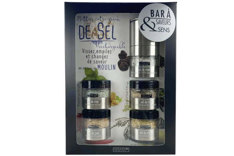Bar à sels Savor&Sens 5 saveurs + 1 moulin dévissable - 145g