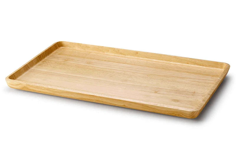 Plateau de service rectangulaire Continenta en bois d'hévéa 53x32x3cm