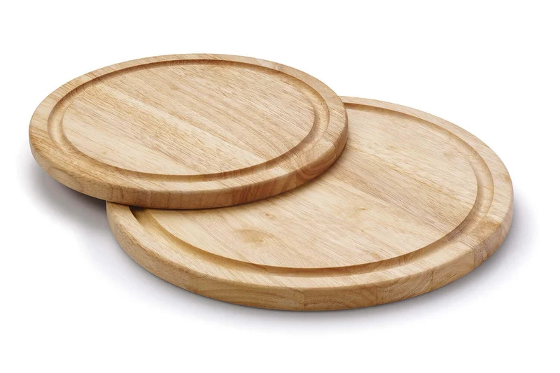 Planche à steak ronde Continenta avec rigole en bois d'hévéa