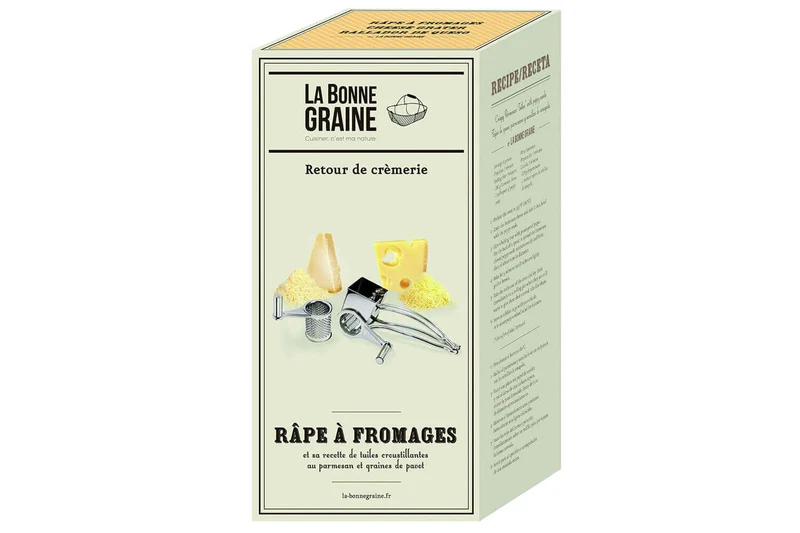 Moulin râpe à fromage 2 tambours La Bonne Graine en acier inox