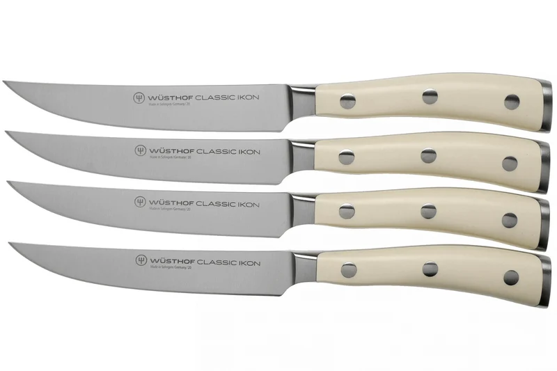 Coffret de 4 couteaux à steak Wüsthof Classic Ikon blanc forgés