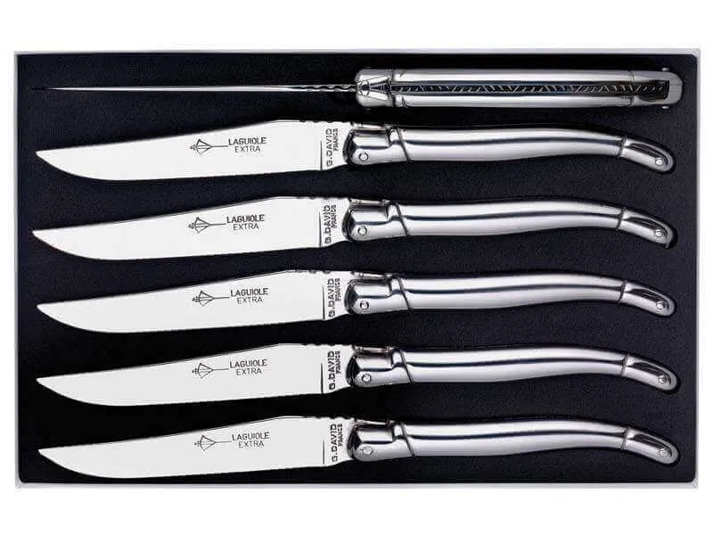 Coffret 6 couteaux de table Laguiole Arbalète G.DAVID 23cm tout inox