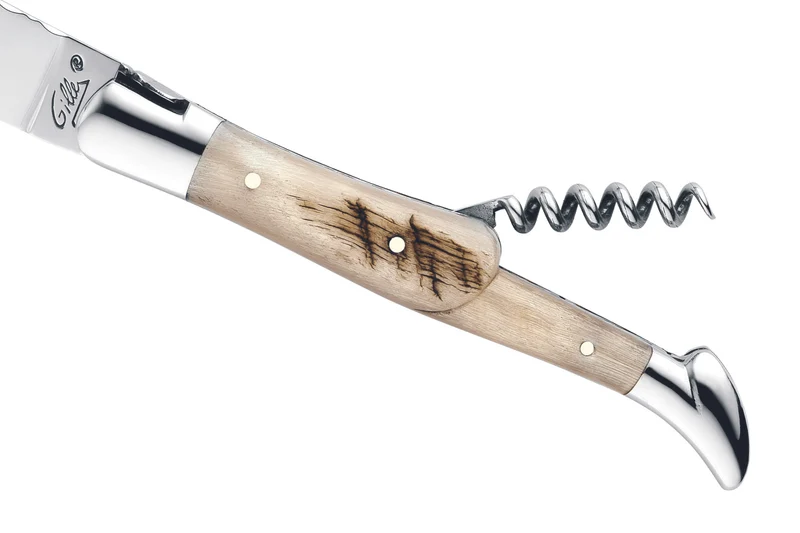 Couteau pliant Laguiole GILLES 8632 manche corne de bélier 12cm avec tire bouchon
