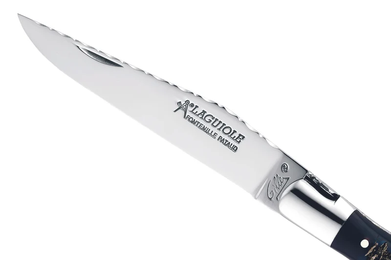 Couteau pliant Laguiole GILLES 8692 manche corne de buffle brute 12cm avec tire-bouchon