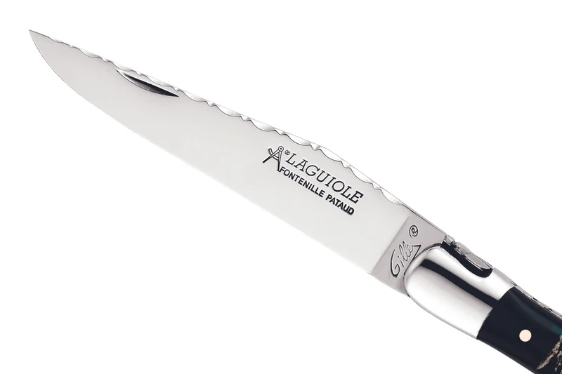 Couteau pliant Laguiole GILLES 5692 manche corne de buffle 12cm avec mitres en inox polies