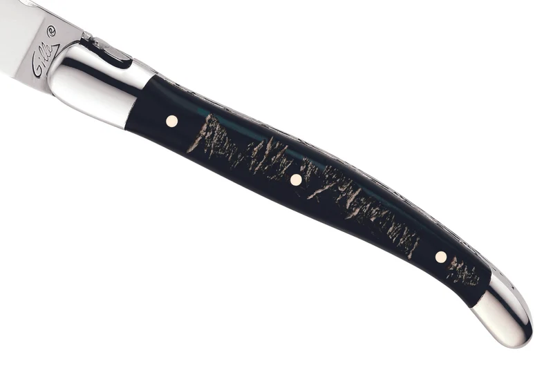 Couteau pliant Laguiole GILLES 5692 manche corne de buffle 12cm avec mitres en inox polies