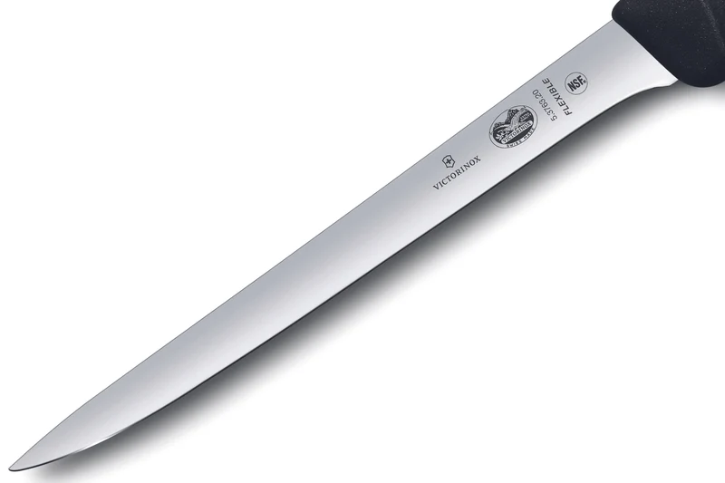 Couteau à dénerver/filet de sole Victorinox 5.3763.20 lame usée 20cm manche fibrox noir