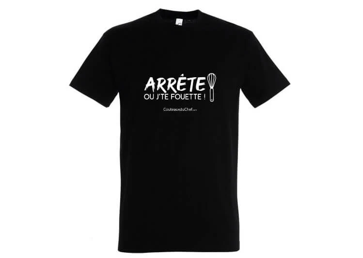 Tee-shirt officiel Couteauxduchef "Arrête ou j'te fouette !"