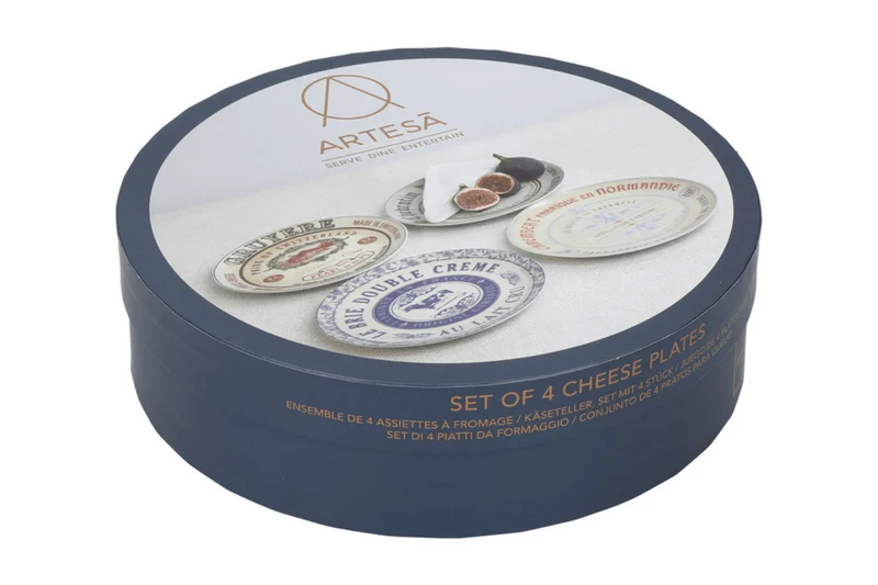 Set de 4 assiettes à fromage Artesà Creative Tops Gourmet en porcelaine motifs vintages