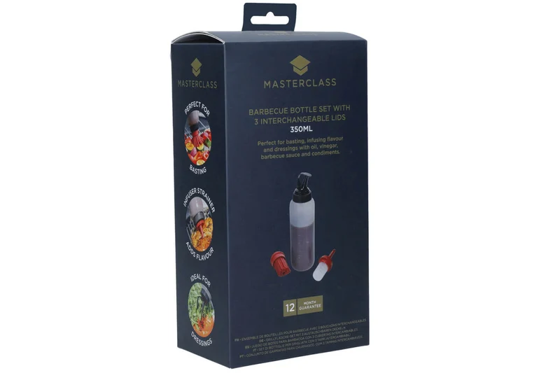 Bouteille à sauce pour barbecue MasterClass en polymère avec 3 têtes interchangeables