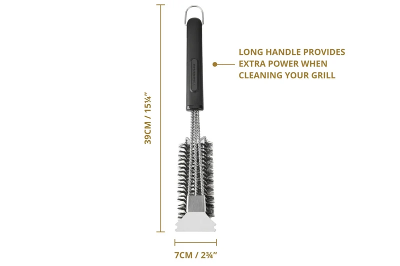 Brosse de nettoyage 3 en 1 MasterClass pour barbecue à poils en inox