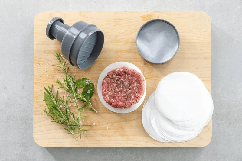 Kit de préparation de burgers MasterClass en polymère gris + 100 disques de cire