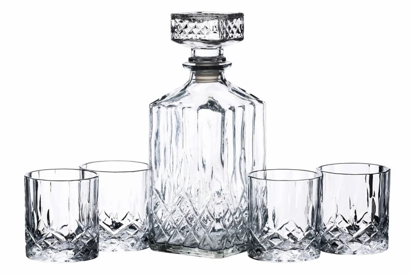 Set de bouteille à whisky Barcraft avec 4 verres taillés