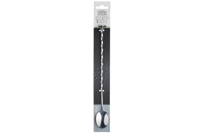 Cuillère à mélanger BarCraft manche torsadé et disque en acier inoxydable 28cm