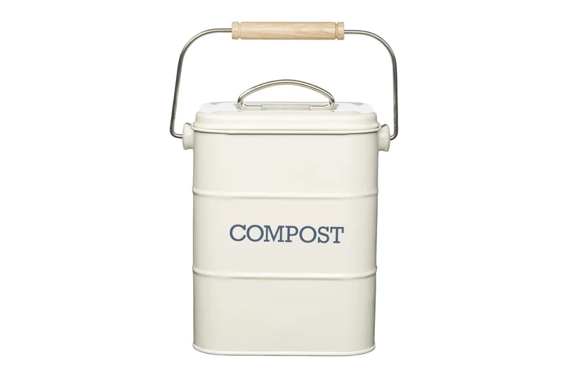 Bac à compost KitchenCraft Living Nostalgia en acier crème 3L
