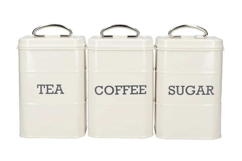 Set de 3 boîtes à thé / café / sucre KitchenCraft Living Nostalgia en acier crème