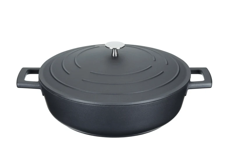 Sauteuse ronde MasterClass compatible induction en fonte d'aluminium noir 4L