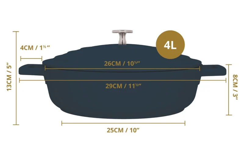 Sauteuse ronde MasterClass compatible induction en fonte d'aluminium noir 4L