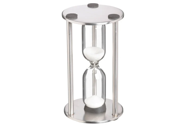 Sablier Masterclass 3 minutes en verre et acier inoxydable finition satinée