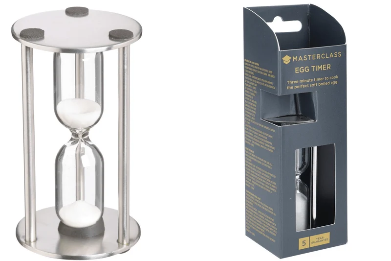 Sablier Masterclass 3 minutes en verre et acier inoxydable finition satinée