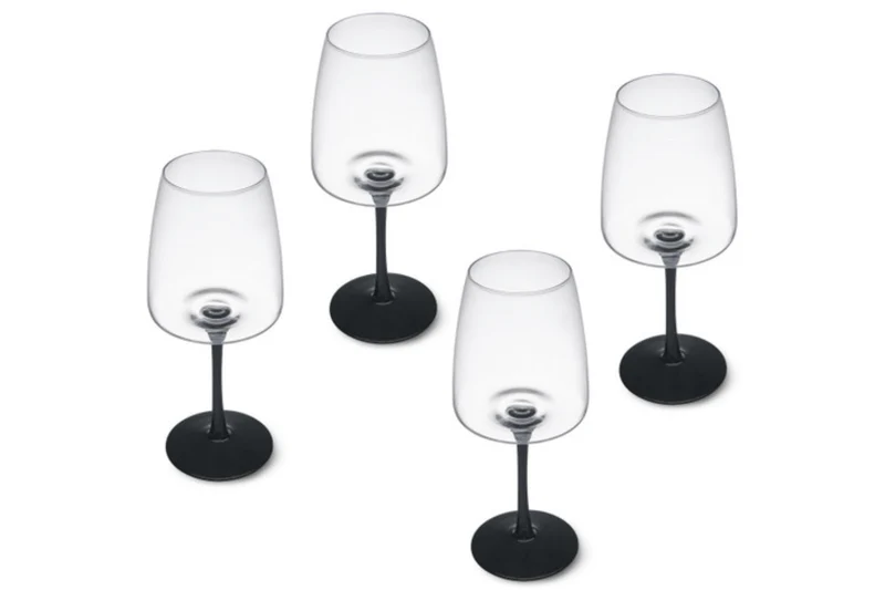 Set de 4 verres à vin rouge Mikasa Palermo en cristal transparent et noir 450ml