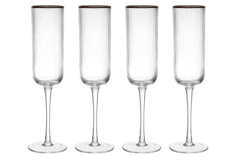Set de 4 flûtes à champagne Mikasa Sorrento en cristal motif côtelé 200ml