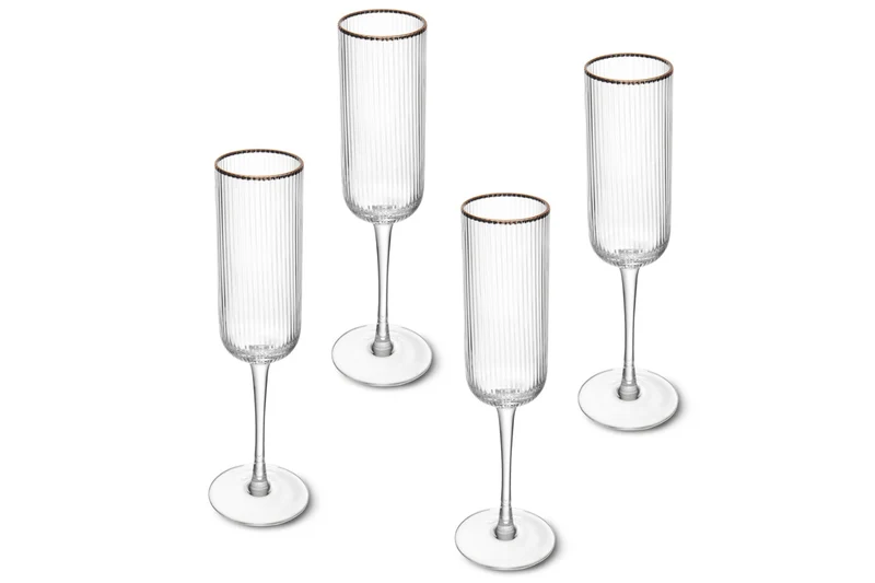 Set de 4 flûtes à champagne Mikasa Sorrento en cristal motif côtelé 200ml