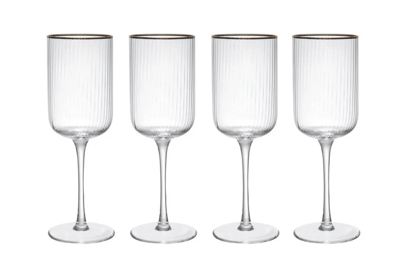 Set de 4 verres à vin rouge Mikasa Sorrento en cristal transparent motif nervuré 450ml